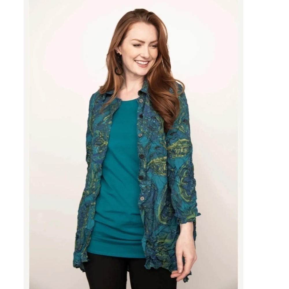 NEW HABITAT LIV Sz XXL CRINKLE EVENT SHIRT | JEWEL